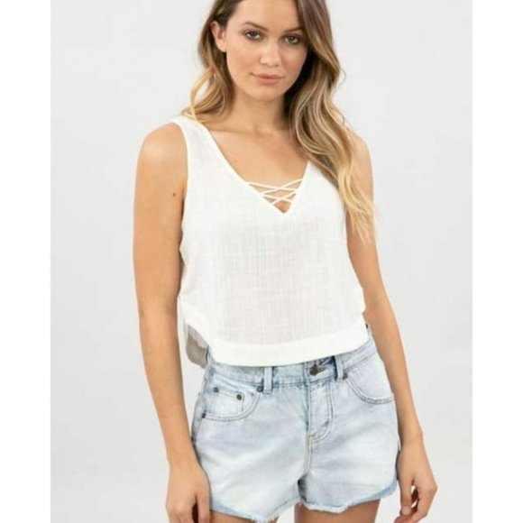 Rip Curl Tops - Rip Curl Classic Surf Cami White Strappy V-neck Tank Top Cotton Size Medium